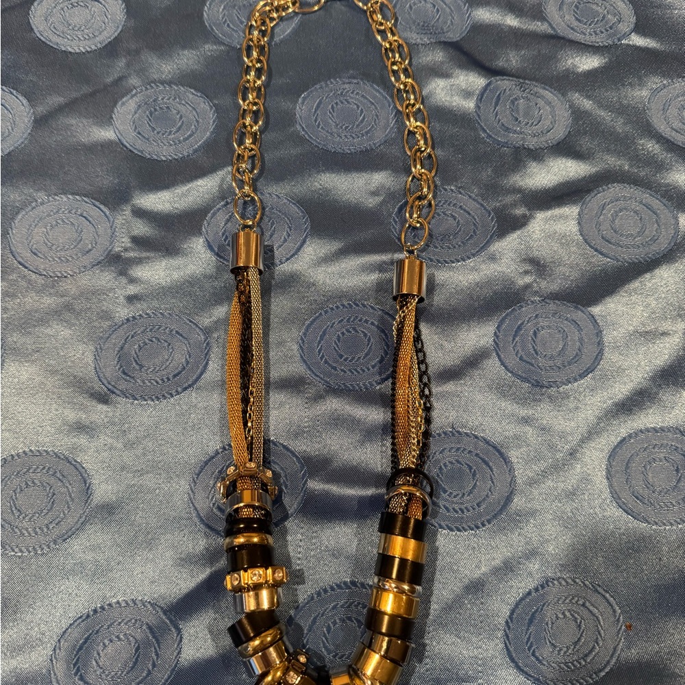 Elegant Metallic Multi-strand Chunky Necklace